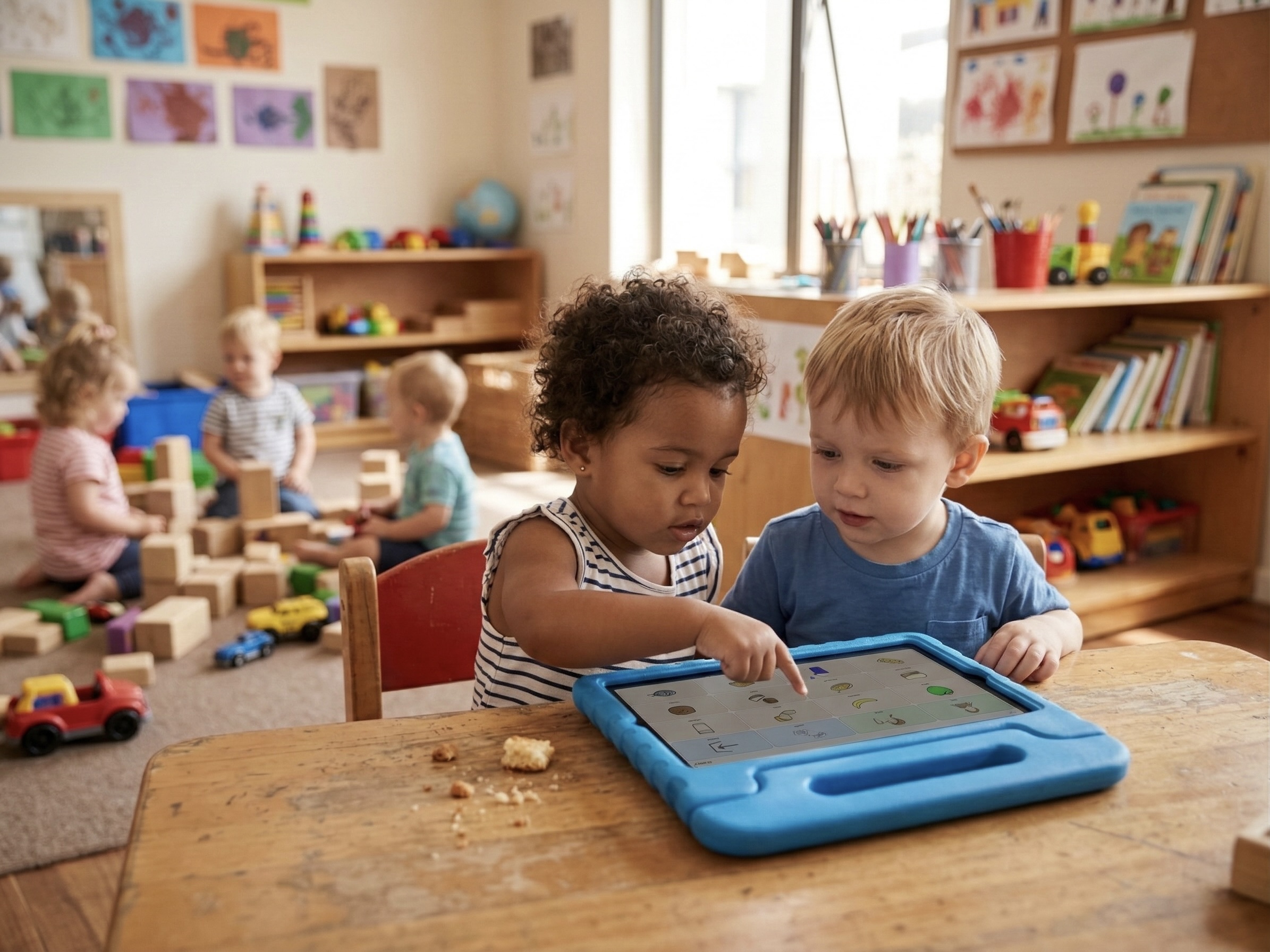 A child using an app on an iPad
