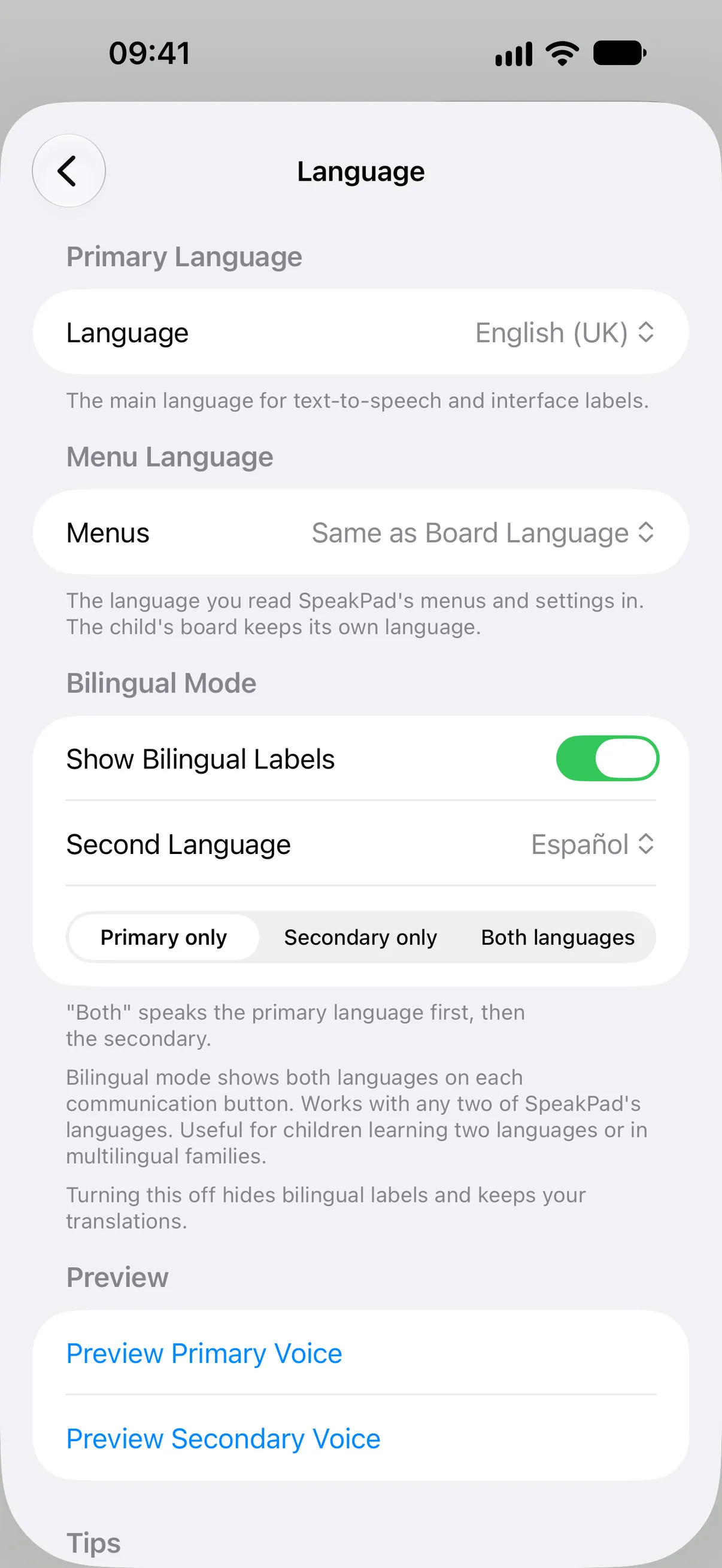 Showing Both Languages