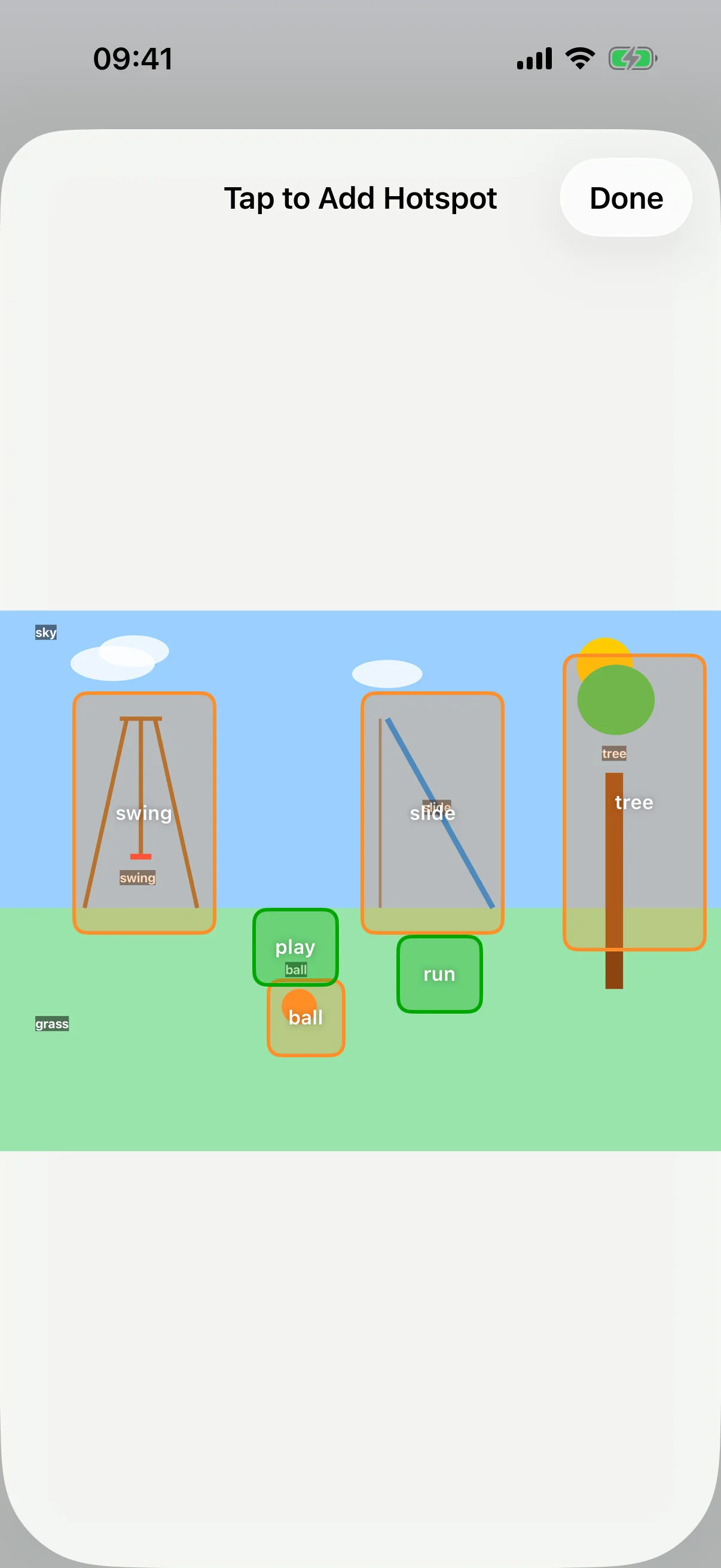 A demo scene, built without needing a photo, ready for tappable hotspots.